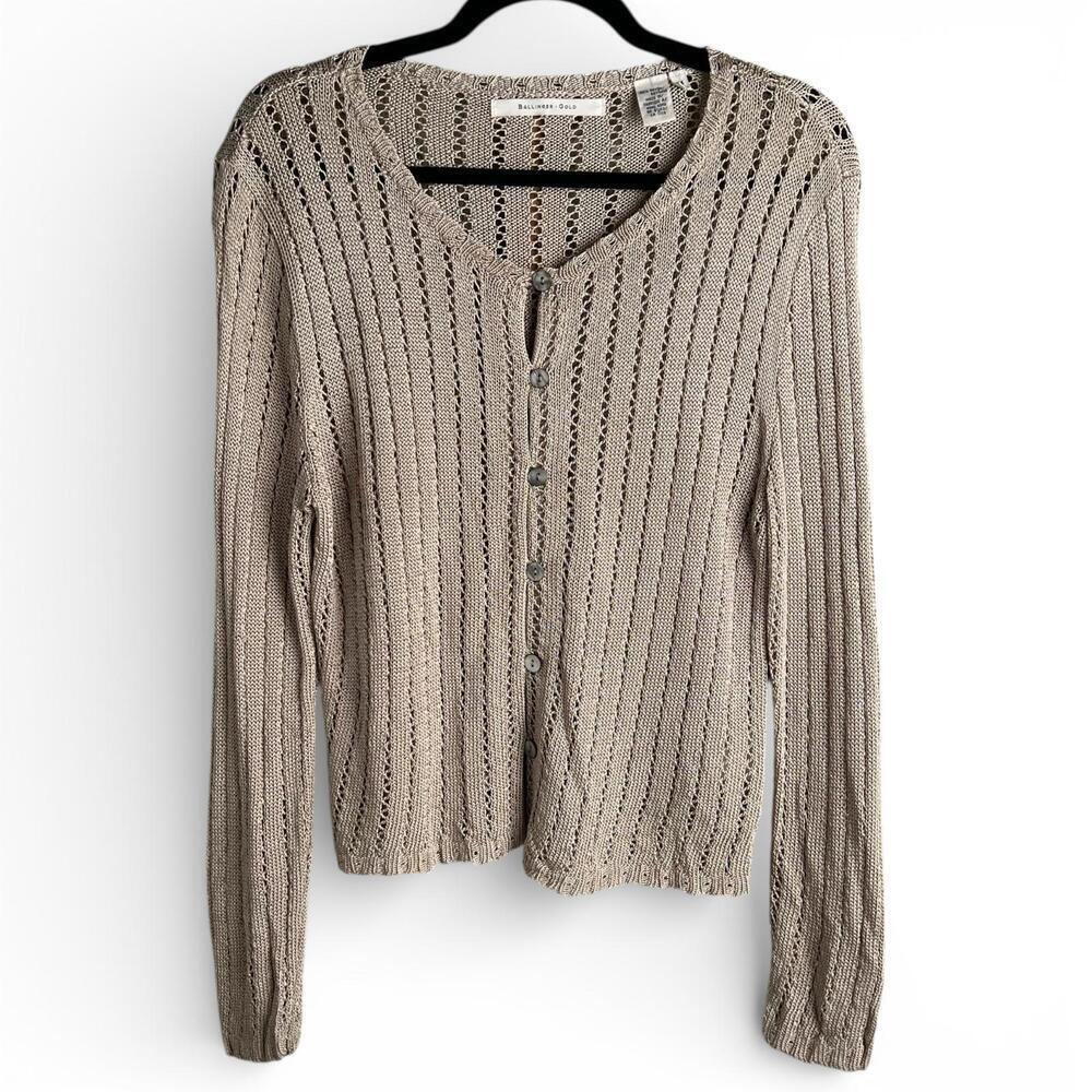 Vintage 90s Ballinger Gold Beige Classic Knit Cardigan